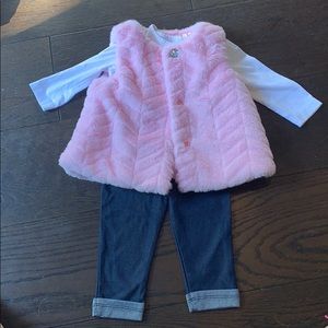 Little Me | 3 piece fur vest set